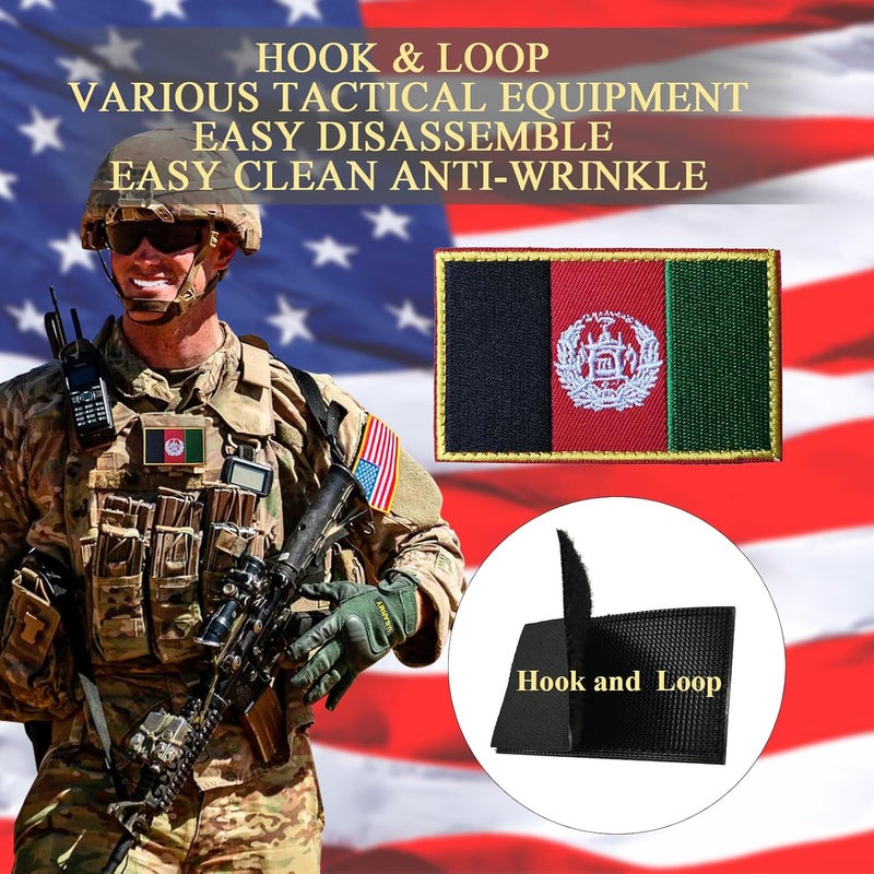 MWOOT 2PCS Afghanistan Flag Patch Embroidered Morale Patch Military Tactical Patches Hook and Loop - Image 3
